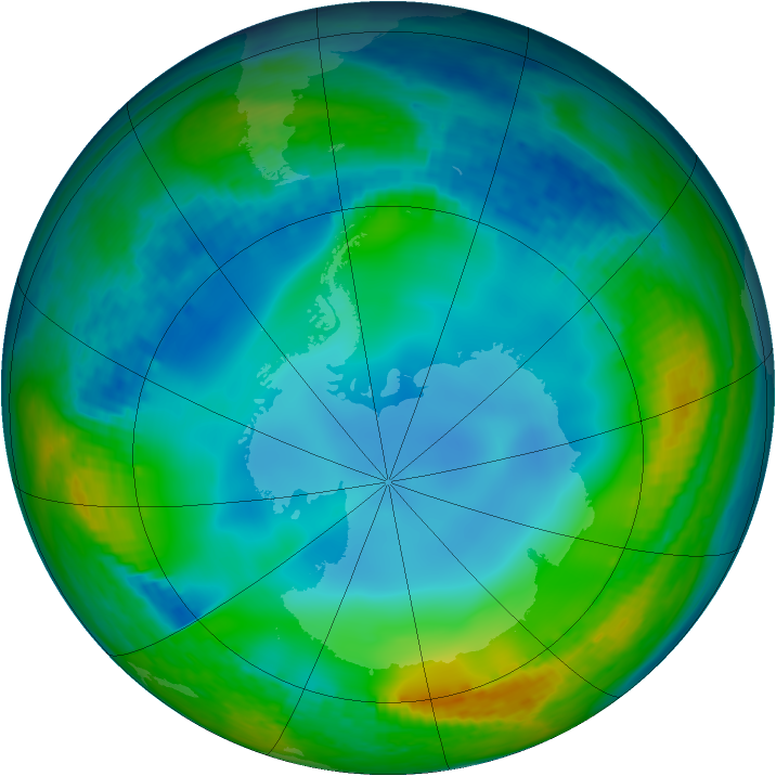 Antarctic ozone map for 28 June 2002